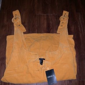 Corduroy button-front overall dress